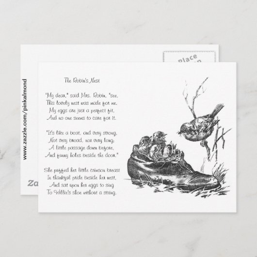 Moeder Robin en haar baby's in een schop Briefkaart (Voorkant / Achterkant)