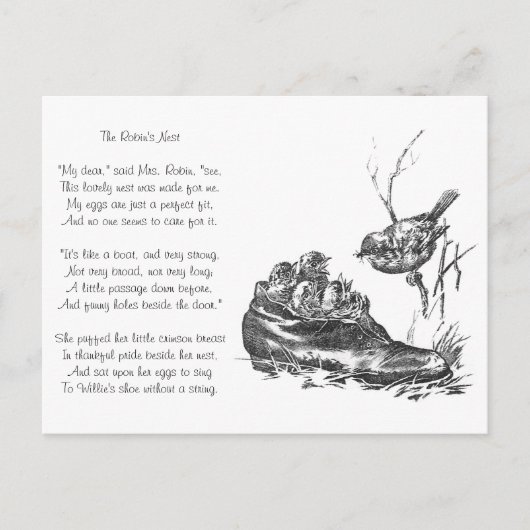 Moeder Robin en haar baby's in een schop Briefkaart (Voorkant)