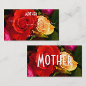 Moeder rode gele rozen visitekaartje (Voorkant / Achterkant)