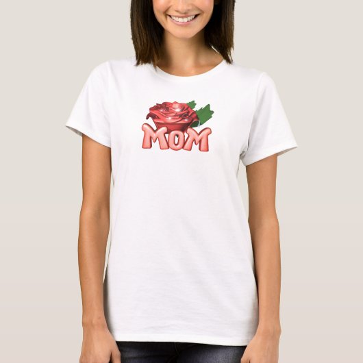 Moeder & Rode Roos met Dauwdruppels T-shirt (Voorkant)