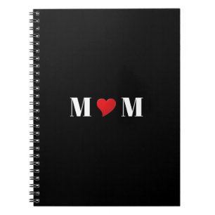 Moeder rood hart liefde zwart notitieboek of dagbo