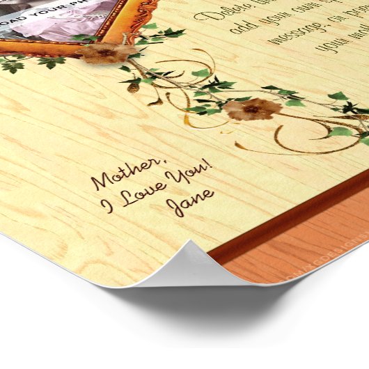 Moeder Roos 8x10 Aangepaste Sjabloon voor foto's Poster (Hoek)