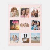 Moeder roos gouden blauwe foto collage mam fleece deken (Voorkant)