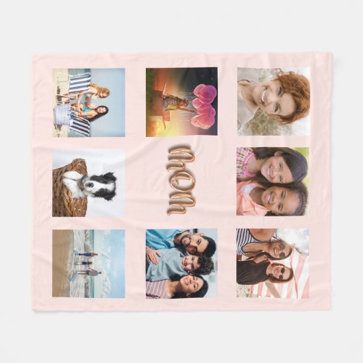 Moeder roos gouden blauwe foto collage mam fleece deken (Voorkant (Horizontaal))