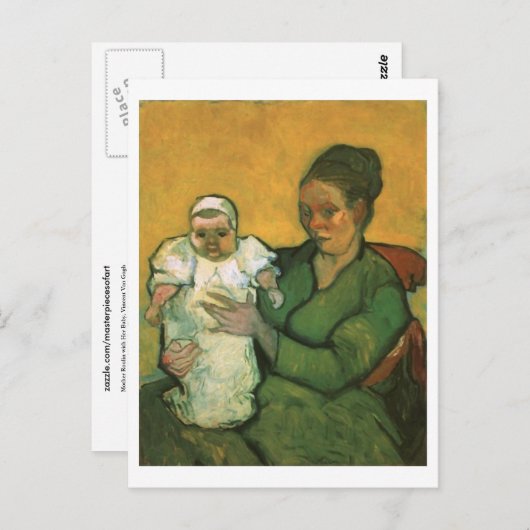 Moeder Roulin met haar Baby, Vincent Van Gogh Briefkaart (Voorkant / Achterkant)