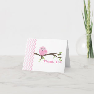 Moeder & Roze Baby Uil Bedankt Chevron