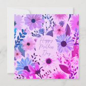 Moeder roze, blauw en paarse bloemen Moederdag Kaa (Voorkant)