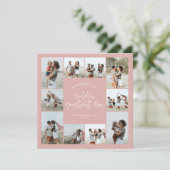 Moeder roze chic elegante moderne minimale fotocol kaart (Staand voorkant)