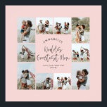 Moeder roze elegante moderne minimale fotocollage poster<br><div class="desc">Werelden grootste Moeder script elegante moderne minimal girly roze gepersonaliseerde foto collage eenvoudige schone lijnen familie cadeau print.</div>
