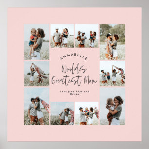 Moeder roze elegante moderne minimale fotocollage poster