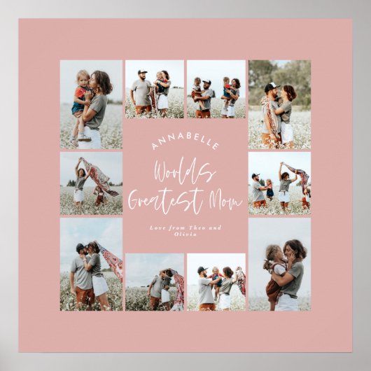 Moeder roze elegante moderne minimale fotocollage poster (Voorkant)