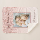 Moeder Roze goud foto blush roze druipt Sherpa Deken (Voorkant (horizontaal))