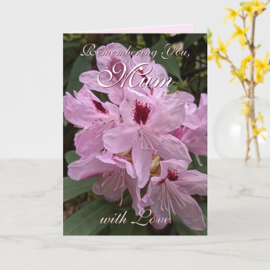 Moeder Roze Rhododendron Moederdag Kaart (Gele Bloem)