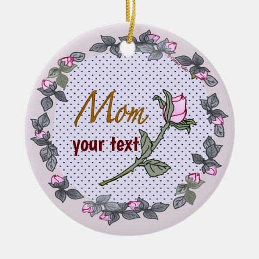 Moeder Roze Rosebud Keramisch Ornament (Voorkant)