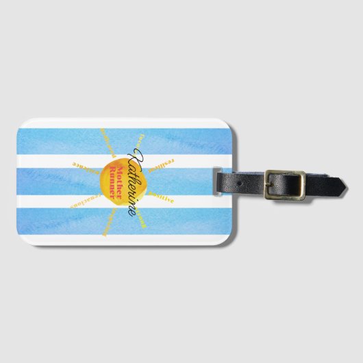 Moeder Runner Geel Zonneschijn Waterverf Aangepast Bagagelabel (Voorkant (horizontaal))