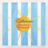 Moeder Runner Geel Zonneschijn Waterverf Aangepast Glazen Onderzetter (Voorkant)