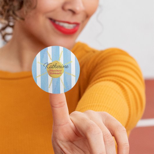 Moeder Runner Geel Zonneschijn Waterverf Aangepast Ronde Sticker