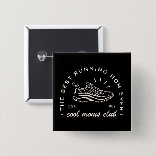 Moeder runt runner club squad matching vierkante button 5,1 cm (Voorkant /achterkant)