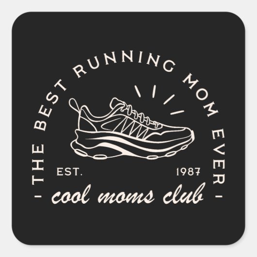 Moeder runt runner club squad matching vierkante sticker (Voorkant)