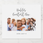 moeder schattig modern script multi foto cadeau Sp Sparkling Wijnetiket (Enkel label)