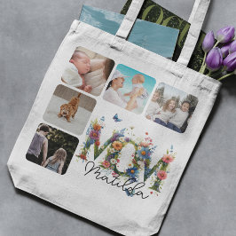 Moeder Schattigee Bloemenweide Fotocollage Tote Bag
