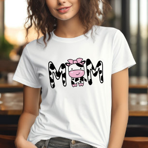 Moeder Schattigee Koe-thema verjaardagsfeestje T-s T-shirt