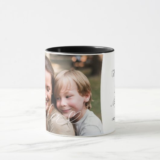 Moeder script hart dankbaar elk moment foto mok (Midden)