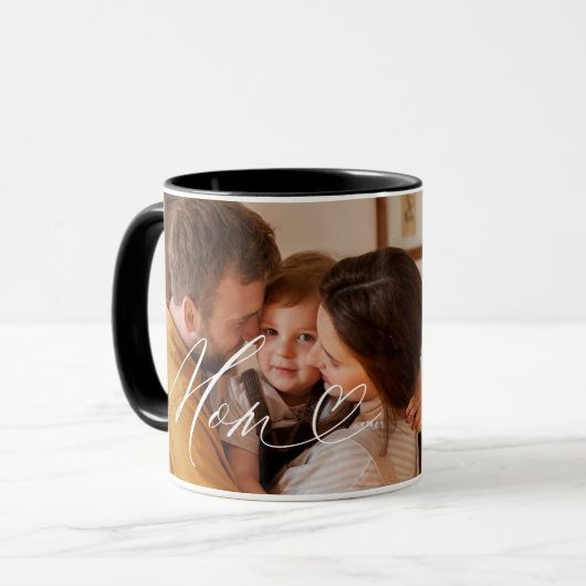 Moeder Script hart dankbaar voor elk moment foto Mok (Voorkant links)