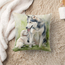 Moeder Siberische Husky Hond Moeder Verf Achtergro