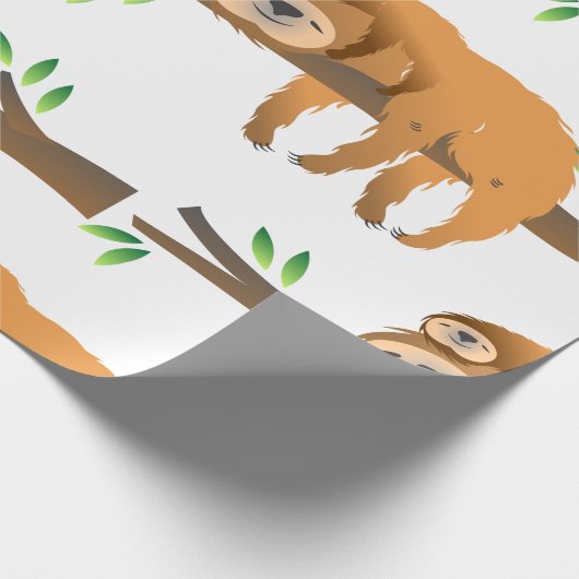 Moeder Sloth en Baby Rust op een boomtak Cadeaupapier (Hoek)