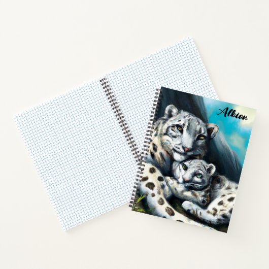Moeder Sneeuwluipaard en kubus in de bergen Notitieboek (Binnen)