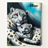 Moeder Sneeuwluipaard en kubus in de bergen Notitieboek (Achterkant)