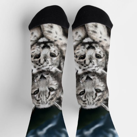 Moeder Sneeuwluipaard en kubus in de bergen Sokken (Top)