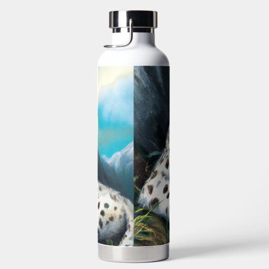 Moeder Sneeuwluipaard en kubus in de bergen Waterfles (Rechts)