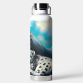 Moeder Sneeuwluipaard en kubus in de bergen Waterfles (Achterkant)