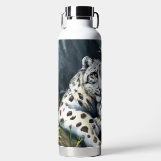 Moeder Sneeuwluipaard en kubus in de bergen Waterfles (Voorkant)