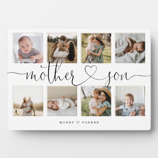 Moeder Son Heart Script | Fotoraster collage Fotoplaat (voorkant)