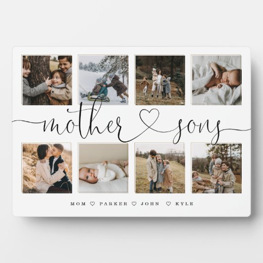 Moeder Sons Heart Script | Fotoraster collage Fotoplaat (voorkant)