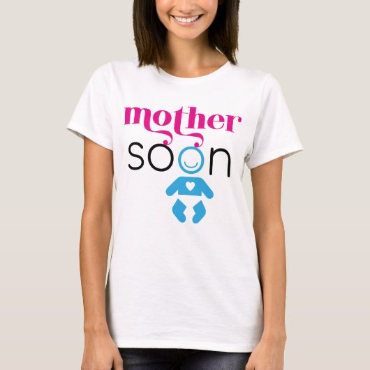 Moeder Soon Toekomstige Baby Pink Blue Black Funny T-shirt (Voorkant)