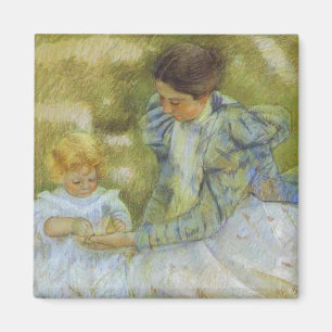 Moeder speelt met haar kind. c.1897, Mary Cassat Magneet