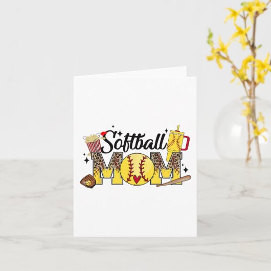 Moeder Spel Dag Vibes Moederdag Vrouwen Softbal Ma Kaart (Gele Bloem)
