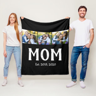 Moeder Stelde Elegant Script Zwart 3 Foto Fleece Deken