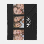 Moeder Stelde Elegant Script Zwart 3 Foto Fleece Deken (Voorkant)