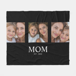Moeder Stelde Elegant Script Zwart 3 Foto Fleece Deken