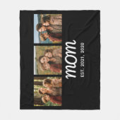 Moeder Stelde Elegant Script Zwart 3 Foto Fleece Deken (Voorkant)