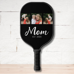 Moeder Stelde Elegant Script Zwart 3 Foto Pickleball Paddle