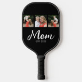 Moeder Stelde Elegant Script Zwart 3 Foto Pickleball Paddle (Voorkant)