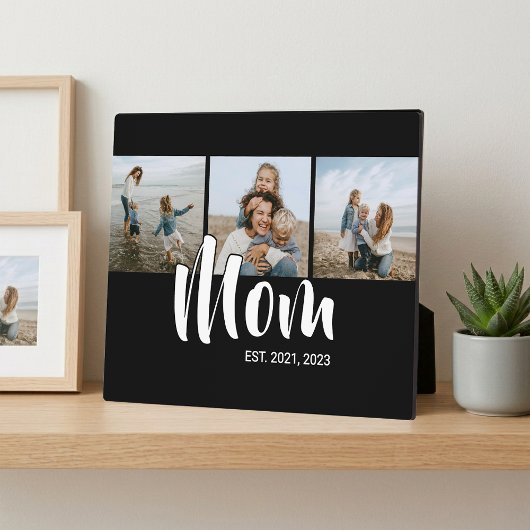 Moeder stelde elegante script black 3 foto op fotoplaat