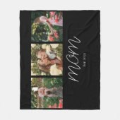 Moeder stelde elegante script zwart 3 foto op fleece deken (Voorkant)
