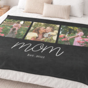 Moeder stelde elegante script zwart 3 foto op fleece deken